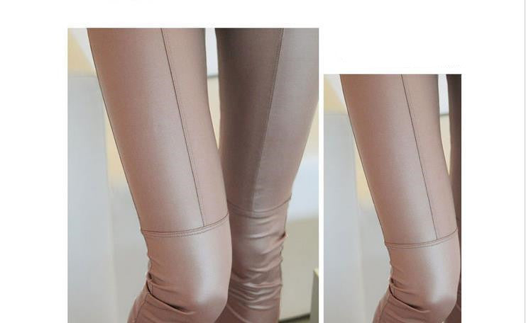 Women’s Nine-Point Pencil Pants with Faux Leather Details