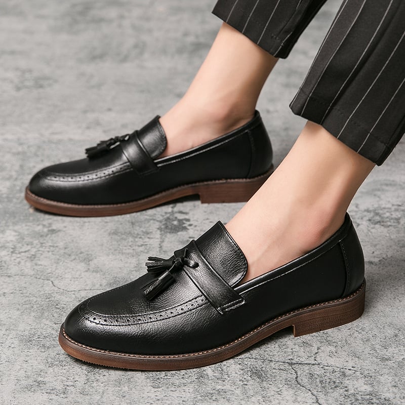 Men's Casual Leather Tassel Shoes with Cowhide Sole