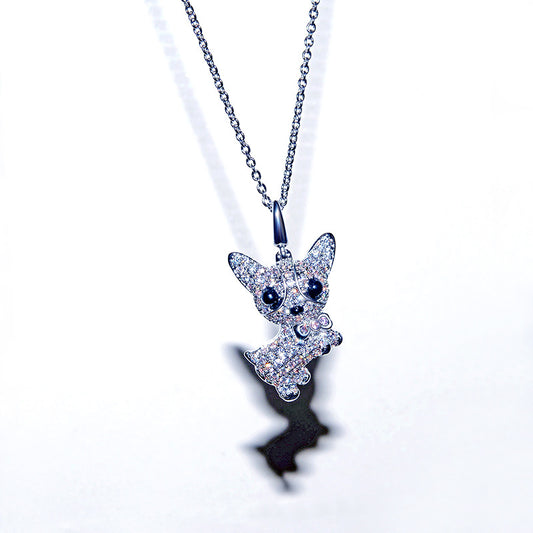 Personality Dog Necklace in Platinum Plating, Wholesale