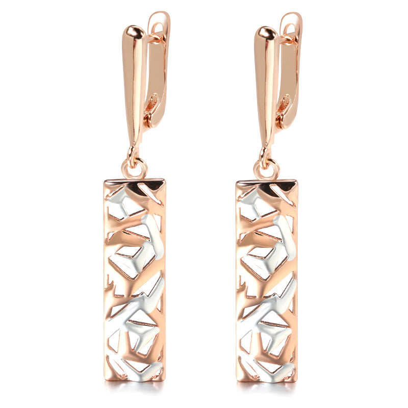 Trendy Copper-Plated Gold Earrings with Dual-Color Design