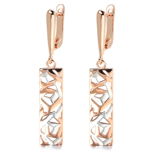 Trendy Copper-Plated Gold Earrings with Dual-Color Design