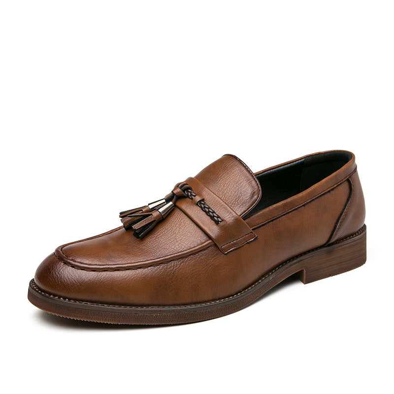Men's Casual Leather Tassel Shoes with Cowhide Sole