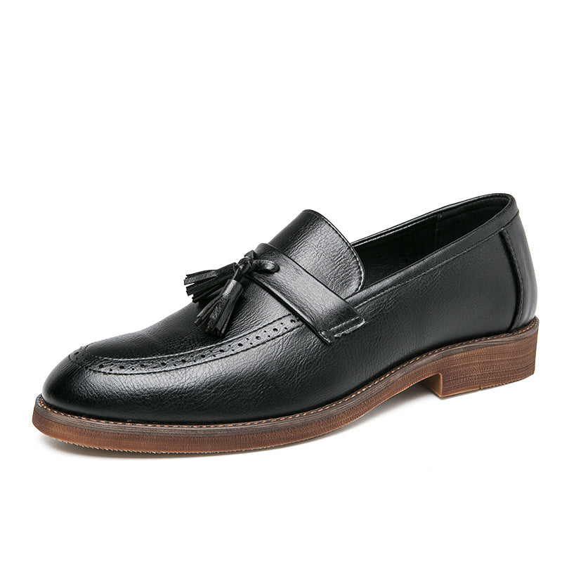 Men's Casual Leather Tassel Shoes with Cowhide Sole